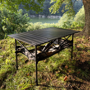 카르닉 접이식 캠핑 테이블 2단 높이조절 롤 알루미늄 경량 휴대용 야외 사각 그물망